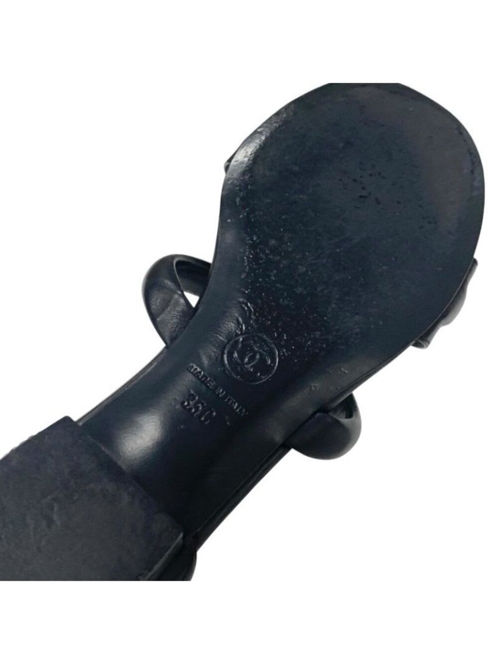 Chanel Sandals Shoes Leather Black Gold Coco Mark Icon Metal Strap Quilted - Picture 8 of 10